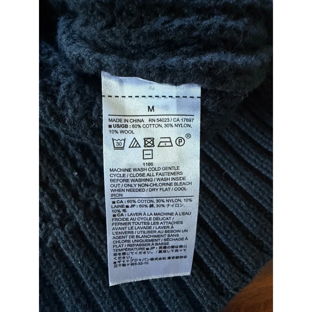 Banana‎ Republic Mens NavyWaffle Knit Shawl Collar Button Sweater Medium FA23